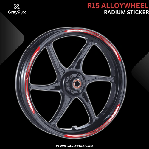 Alloy Wheel Radium Sticker For R15 V1/V2/V3/V4 | Printed In Premium Radium With FPF(Fade Protection Film), Water Proof, Precut Sticker, Pack Of 12